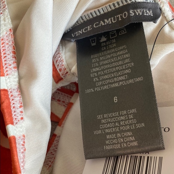Vince Camuto Swim Papaya One Shoulder Wrap One-Piece Retro Swimsuit Size 6 - Picture 12 of 12